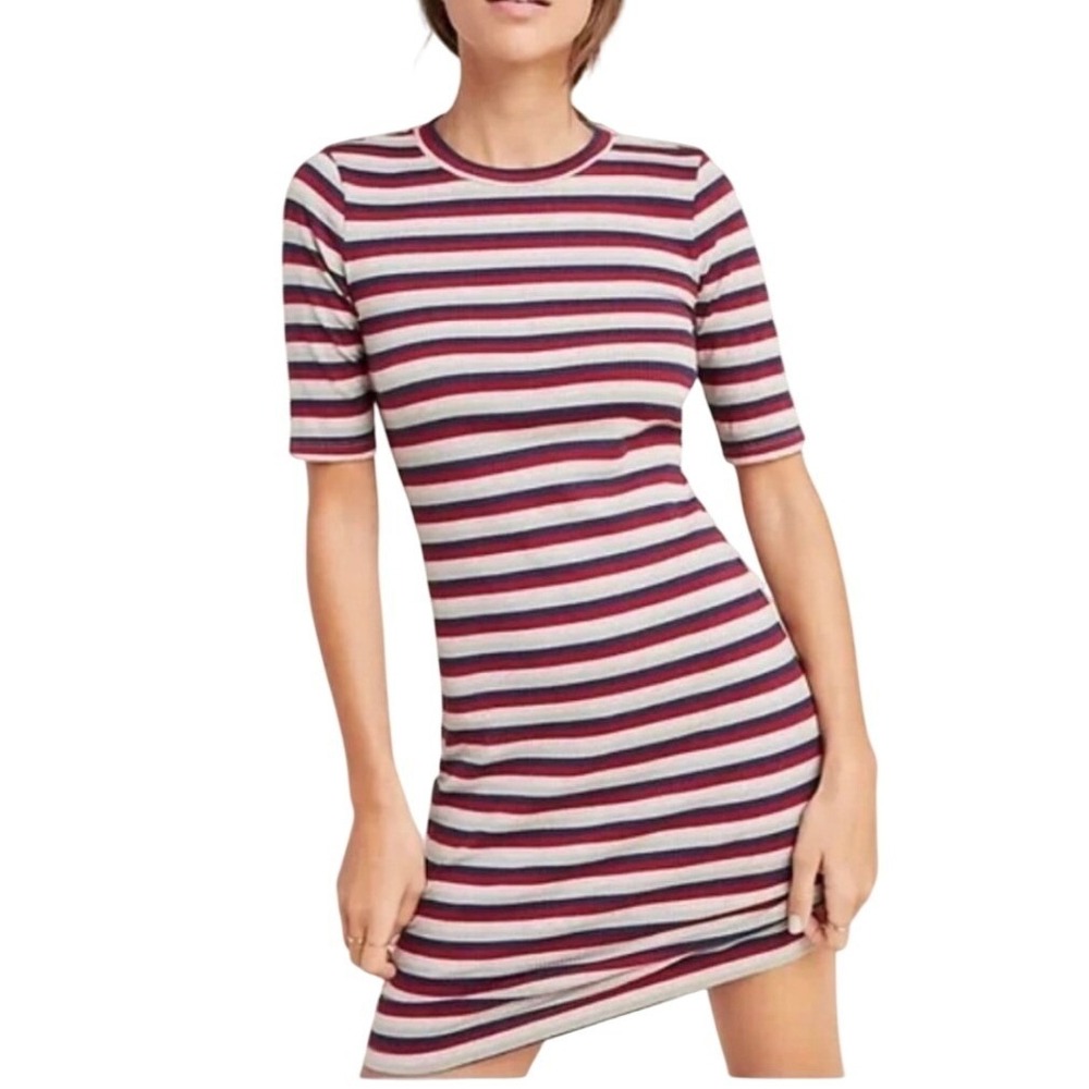 Stateside Anthropologie Striped Ribbed Mini Dress Womens S Short Sleeve